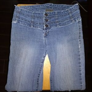 XOXO Junior's 7/8 Wide Waist Band Bootcut Jeans!